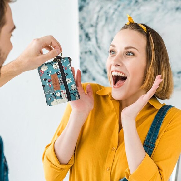 Coin Bag, Waterproof Coin Wallet Small Coin Purse with Zipper and Keyring, Cute - Picture 6 of 6